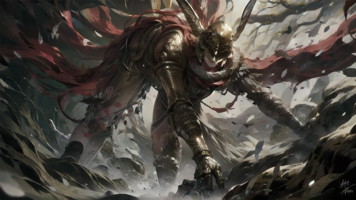 1 girl, ultra sharp image, beautiful figure, beautiful, full length (full body 1.1.), big tree in the background, slender legs, buttocks, slender legs, Wasp waist, sexy, fighting pose, fighting stance, only,helmet,light-skinned Женский, One, long curved sword in hand