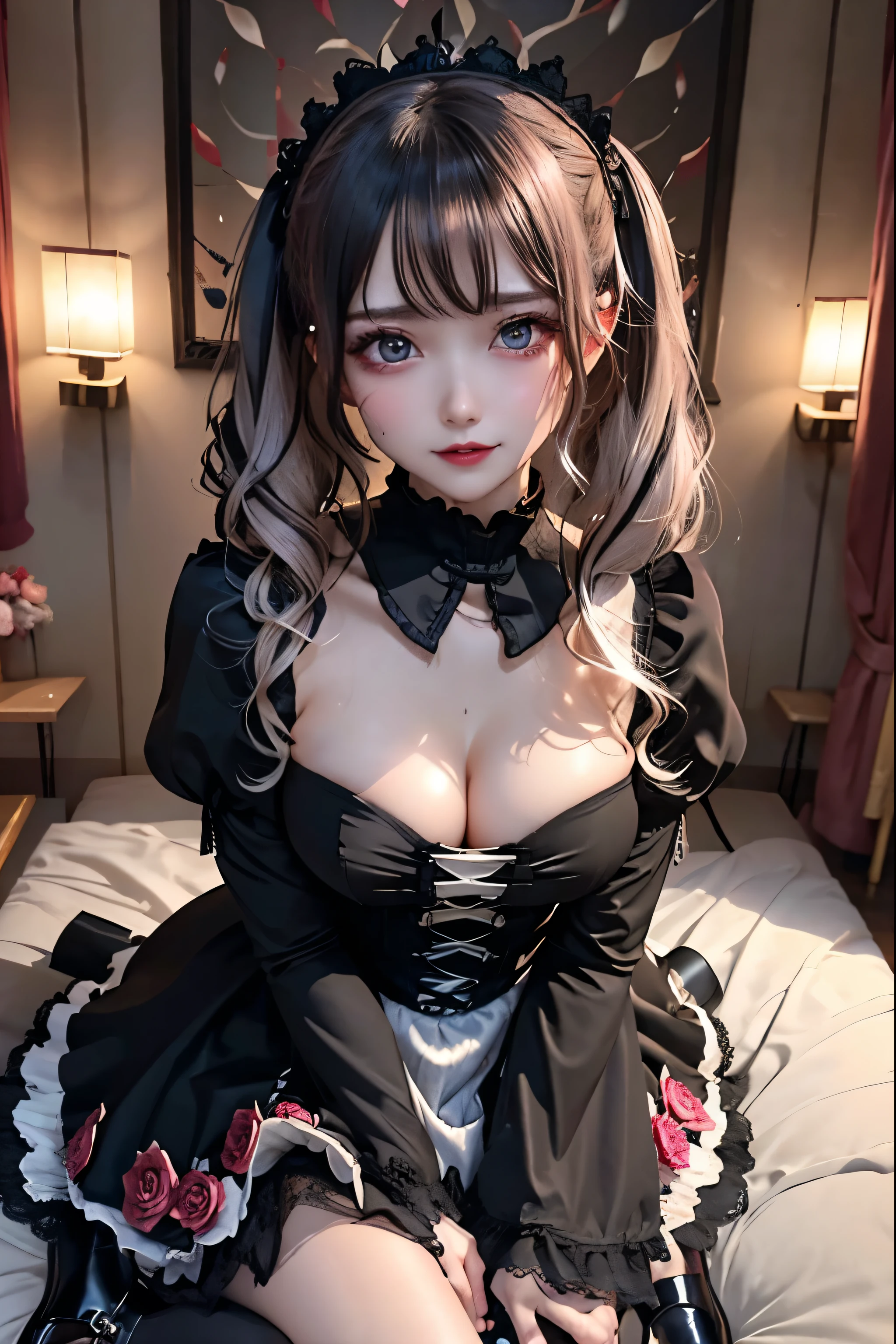 Hard Dark Gothic Makeup、Black dark eyeshadow、sad、Good skin radiance、Dark Gothicメイク、Dark smile、palace、The beauty of fragrance、24-years-old、Expression of intense sexual pleasure、Embarrassed look、Dark Gothic、Highest quality、Expression of sexual pleasure amid suffering、Drunk face、紫のMaid clotheysterious、Noble、sexy、Loving smile、Twin tail hair、Right blue eye, Left eye is red、Super tempting pose、Platform Heel Shoes、Heavy makeup、Gothic ta clothes、Silver Hair、Long Hair Straight Hair、Cute Gothic Loliress、Beautiful Face、elegant features、Attractive face、Stained glass is the background、Chest glistening with sweat、The room is dark、goth long dress、Bell Sleeves、Wizard Sleeve、Decadent look、Sexually excited expression、Glossy thighs wet with water、Thighs that are wet and shiny with oil、Background of a room full of roses、sad expression、Rose Maiden、The embroidery is pink、The dress has pink embroidery.、Thigh-high socks、Knee-high socks、Gentle expression、Dark black eyeshadow、Stained glass and rose background、thighs are a little thin、Female Duo、Female couple、dark church background、Stained glass、Black metal world、Dark Castle、Dark Room、Slender body、gothic long dress、Victorian dress、Small breasts、Hold the wine in your right hand、Hold the lantern in your left hand、pantyhose、The bed is covered with roses、Her thighs are shining with sweat、My body is wet and shiny、Lots of glitter on the thighs、sweating、My thighs are sticky from sweating、Sweat glistening on my thighs, The whole body is sweaty and shiny、I sweated a lot.、My thighs are sweaty、My thighs are wet、My thighs are shining with sweat、A lot of sweat glistening all over the body、Slender body、Put your head on the pillow、Sleeping on a bed、Beautiful legs、Stretching legs、Lie down in bed、Lie on your back in bed、