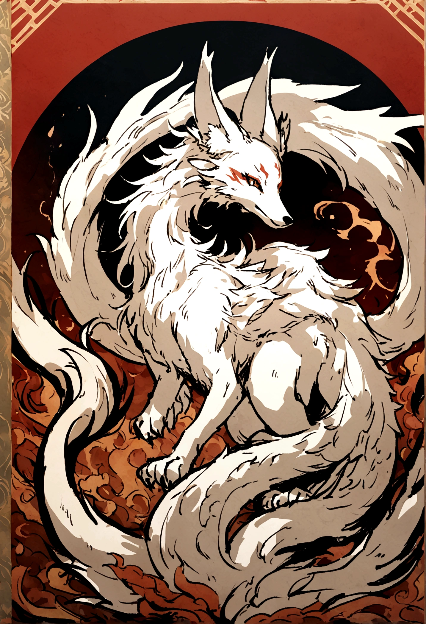 Asian dragon kitsune