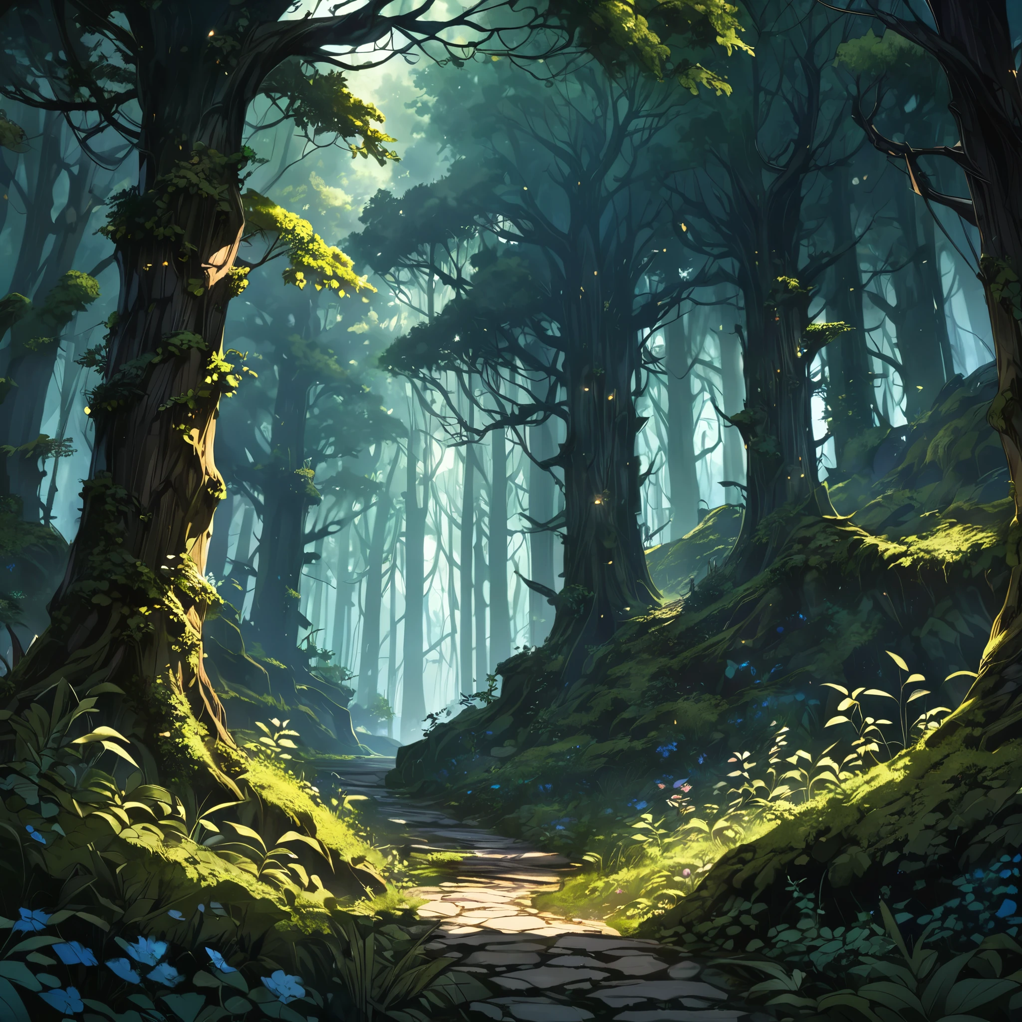 masterpiece, best quality, good quality, dark forest background, Fantasy aesthetics, Highly detailed, shadowverse style, no human