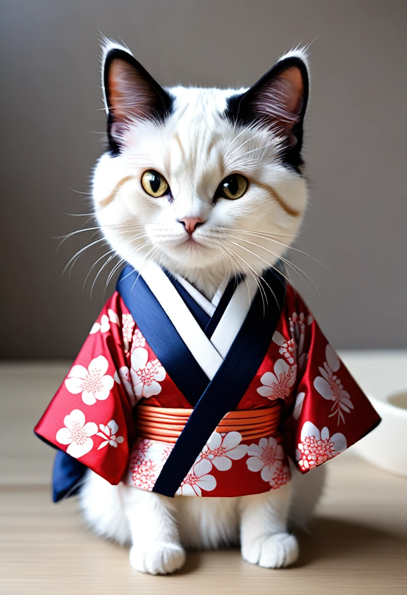 Cat Wearing a kimono small、round