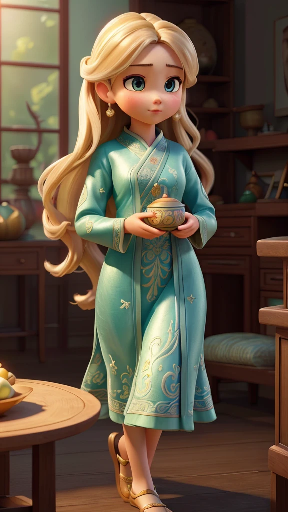 a beautiful detailed girl holding a qianqian jade, intricate jade carving, delicate hands, porcelain skin, long flowing hair, serene expression, soft lighting, cinematic composition, highly detailed, photorealistic, 8k, (best quality,4k,8k,highres,masterpiece:1.2),ultra-detailed,(realistic,photorealistic,photo-realistic:1.37),HDR,UHD,studio lighting,ultra-fine painting,sharp focus,physically-based rendering,extreme detail description,professional,vivid colors,bokeh,portrait