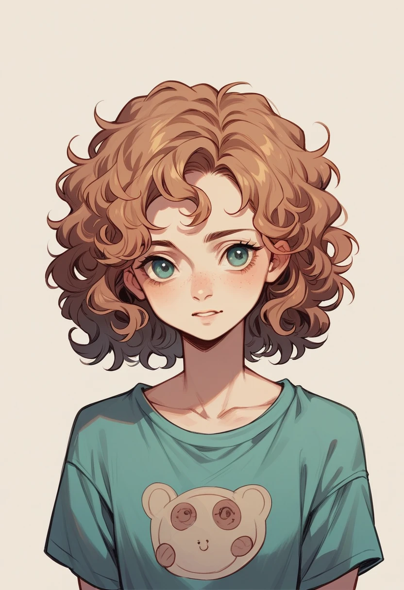 Young  with curly hair 