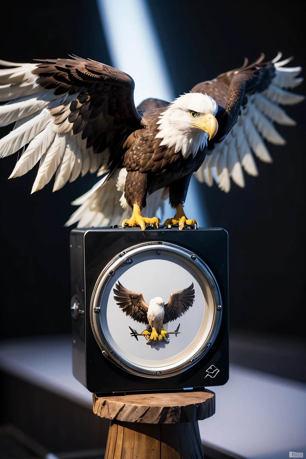 Create a logo of an eagle with a piston 