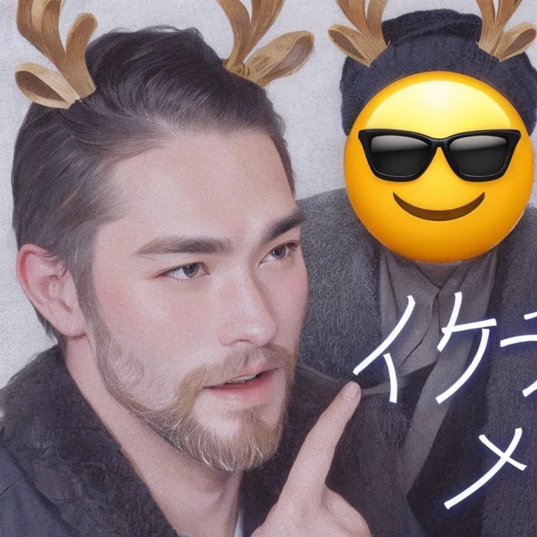 Bearded、There's a man with a deer head and sunglasses, A, Ka, Sa, Ta, Na, Ha, On , keisuke goto, ✨🕌🌙, Yoshida, sakimichan, Telegram Stickers, Happy!!!, Deer ears, Kentaro Miura's Style!!!!, 🌻🎹🎼, Araki Style