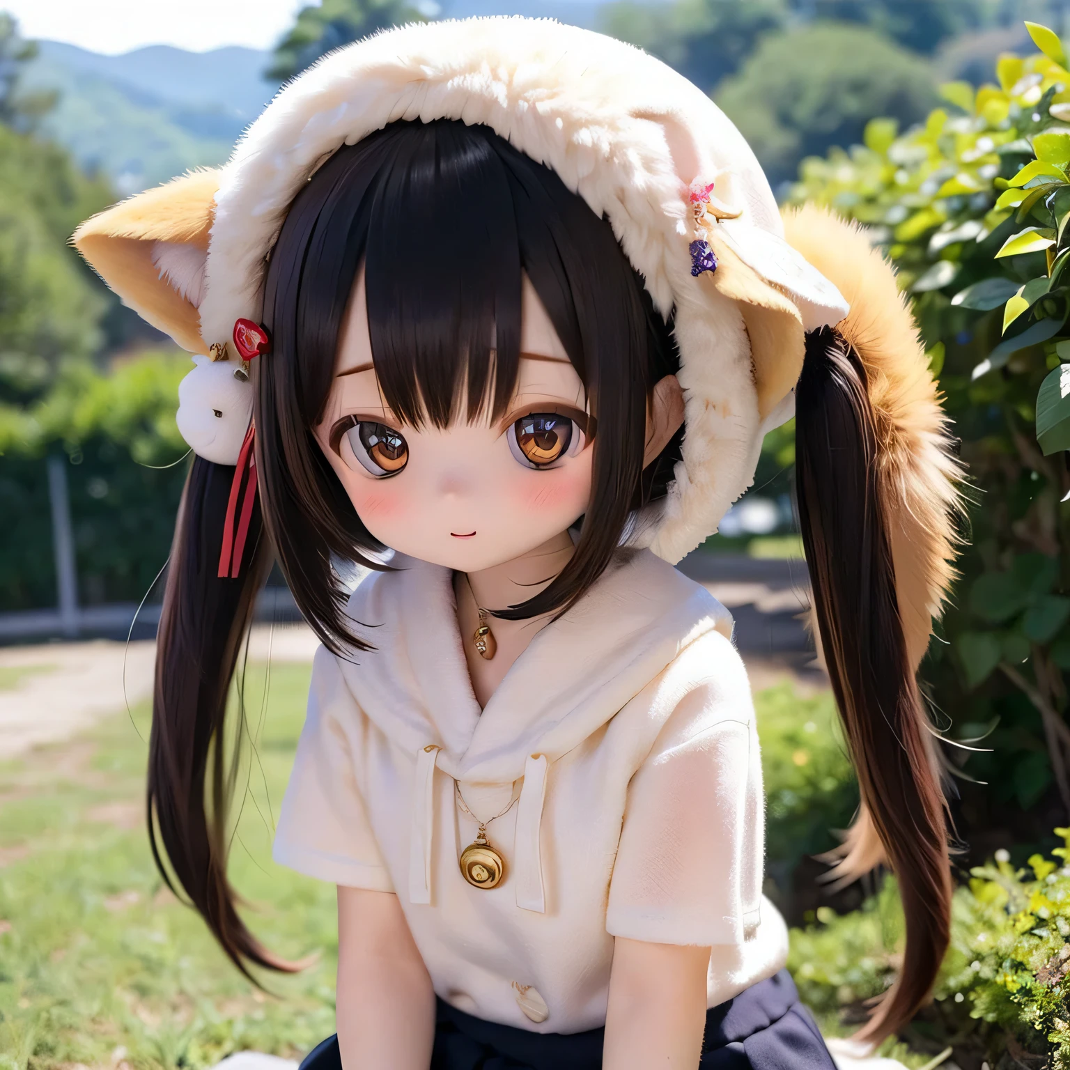 Shiba Inu girl rural scenery