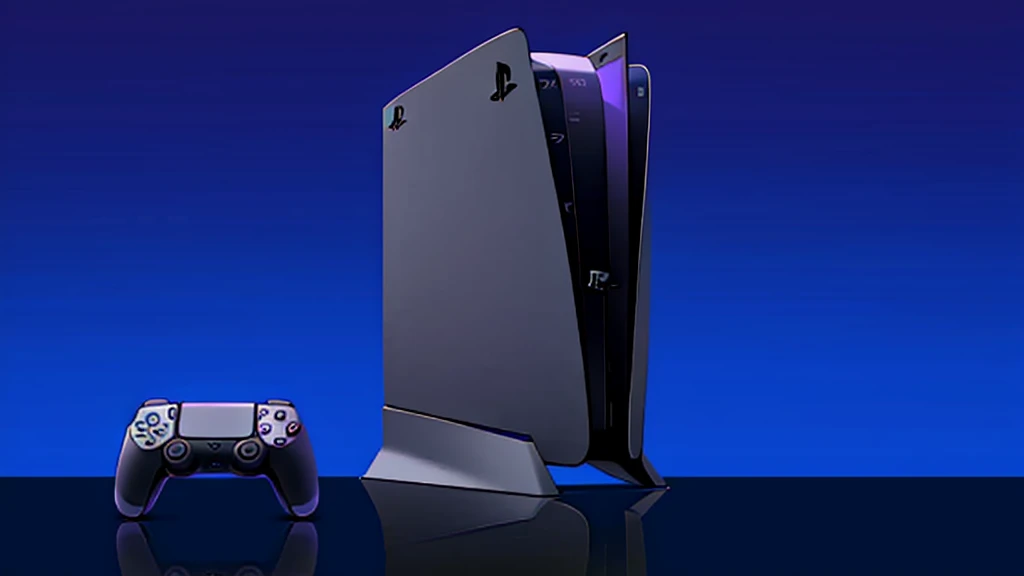 ultimate best quality, playstation 5 console, purple background