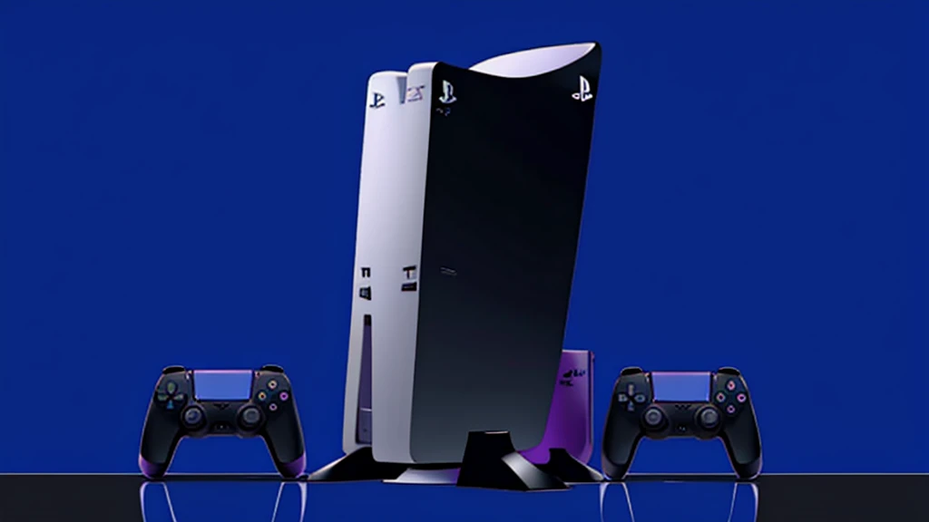 ultimate best quality, playstation 5 console, purple background