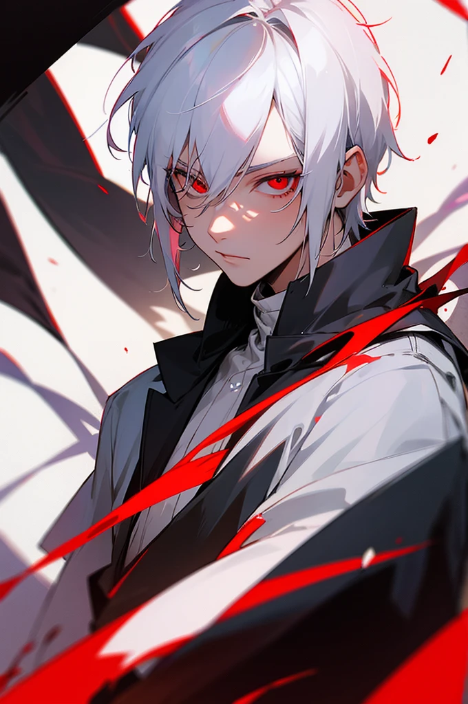 Boy with white hair and red eyes