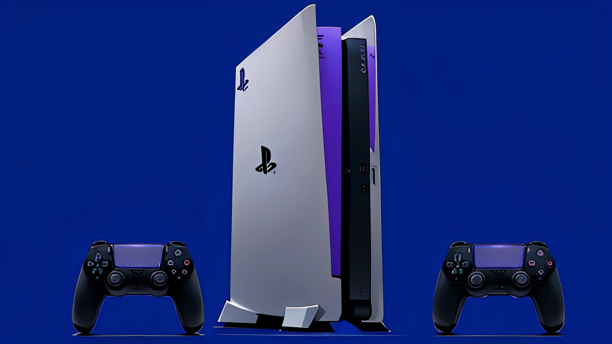 ultimate best quality, playstation 5 console, purple background