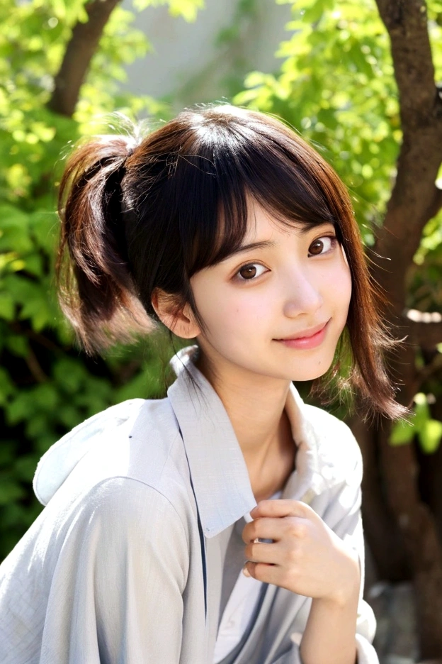 ((1 japanese teenage girl)), Ethereal beautiful, slim, , Soft light, ((David Hamilton Style)), closeup picture, masutepiece, Best Quality, Photorealsitic, 8K, High resolution, Detailed skin, 8K UHD, Digital SLR, Soft lighting, High quality, Film grain, FUJI XT3, Full body, In the Kyoto city, standing,　Photo from the waist up、(The background is Kyoto_street), ((Both face and body are facing the viewer:1.4))、、Hands are lowered、