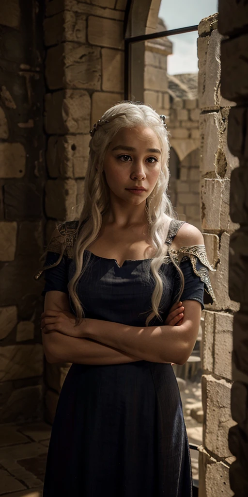 (Game of Thrones:1.5), (full body photo), (Daenerys Targaryen looking at the sunrise:1.5 ), (she has gigantic breasts:1.2), (She's in the clothes sexy regal+extremely tight on body:1.4), (she's walking in a field of snow:1.5), (she has long platinum hair:1.3), (she has blue eyes:1.3), (she's doing poses+for the viewer), Hyperrealism, 16k, best quality, high details, UHD