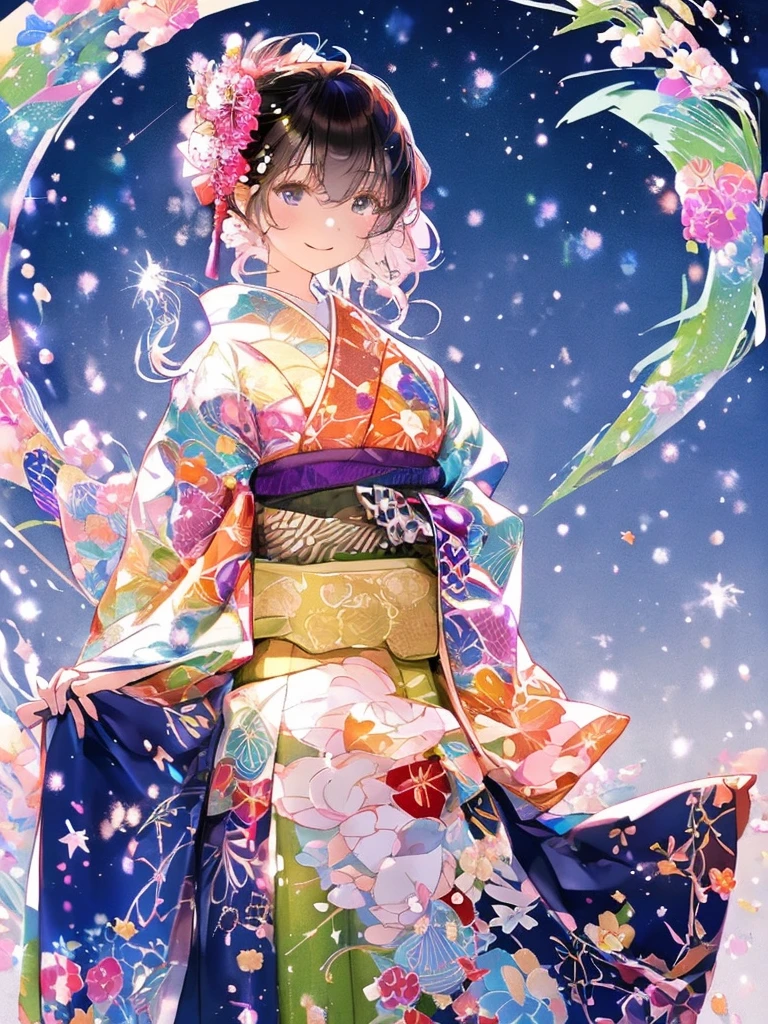 watercolor paiting、Pale shades、Beautiful colors、parfect anatomy、Kimono、Girl in Japanese Clothes、cowboy shot,Cute s、Snowy ht、Beautiful starry sky,(masterpiece, best quality:1.2), cute,(Woman of) unsurpassed beautyglitter background
Spectacular view
One beautiful girl in a thousand years,cutekimono,japanesekimono,medium bre