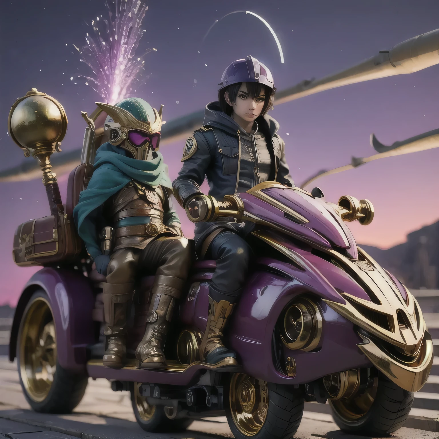 Unlock new zombies:The Wizard is a crabby old ass - and a powerful magician!He can cast spells and potions,Can even ride on the heads of allies,Cobalt blue eyes,Animation scene of a train passing by under a pink and purple sky, Anime drawings by Shinkai Makoto, popular on pixiv, Magical Realism, Beautiful anime scene, Universe sky. by Shinkai Makoto, ( ( Shinkai Makoto ) ), by Shinkai Makoto, Anime Background Art, style of Shinkai Makoto
