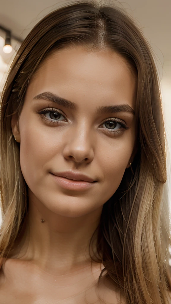 masterpiece, ultra realistic, proto profesional. Create an ultra-realistic image, in the highest resolution possible, of a beautiful 20-year-old girl with blonde hair. The image must have extremely sharp skin details, making it look like a real photograph. The eyes should be perfect, with a natural shine; eyelashes detailed and well-defined; eyebrows symmetrical and well-shaped; lips perfectly shaped and of a natural tone; and a nose proportional and without imperfections. The facial features should be well-marked and defined.