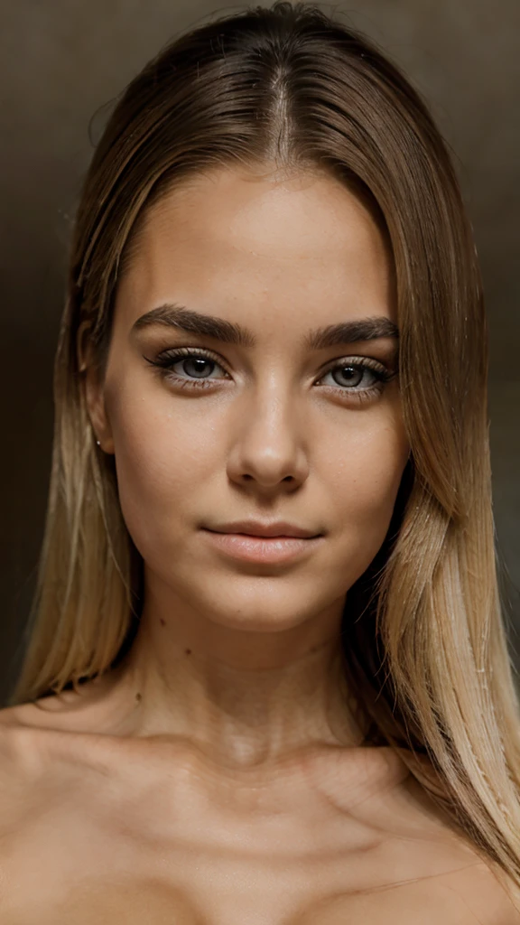 masterpiece, ultra realistic, proto profesional. Create an ultra-realistic image, in the highest resolution possible, of a beautiful 20-year-old girl with blonde hair. The image must have extremely sharp skin details, making it look like a real photograph. The eyes should be perfect, with a natural shine; eyelashes detailed and well-defined; eyebrows symmetrical and well-shaped; lips perfectly shaped and of a natural tone; and a nose proportional and without imperfections. The facial features should be well-marked and defined.