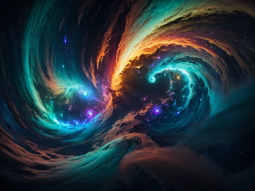 a surreal abstract background with stars, glowing cosmic clouds, swirling energy fields, ethereal lighting, dynamic composition, vibrant colors, dreamlike atmosphere, intricate details, visually captivating, otherworldly, mystical, (best quality,4k,8k,highres,masterpiece:1.2),ultra-detailed,(realistic,photorealistic,photo-realistic:1.37),cinematic lighting,dramatic chiaroscuro,digital art,concept art,matte painting