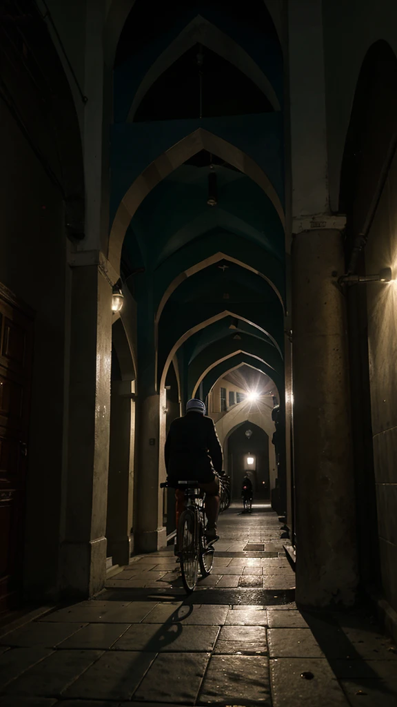 In the morning, it was still dark and went to the mosque by bicycle to pray at dawn