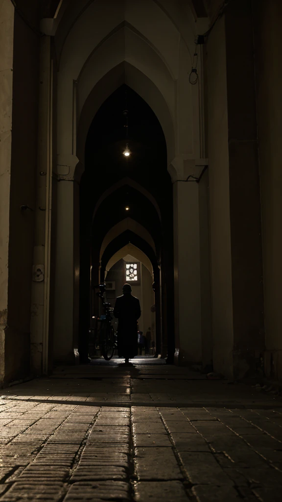 In the morning, it was still dark and went to the mosque by bicycle to pray at dawn