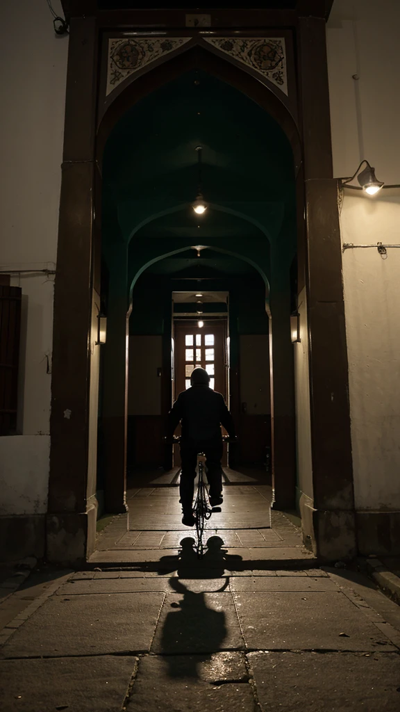 In the morning, it was still dark and went to the mosque by bicycle to pray at dawn