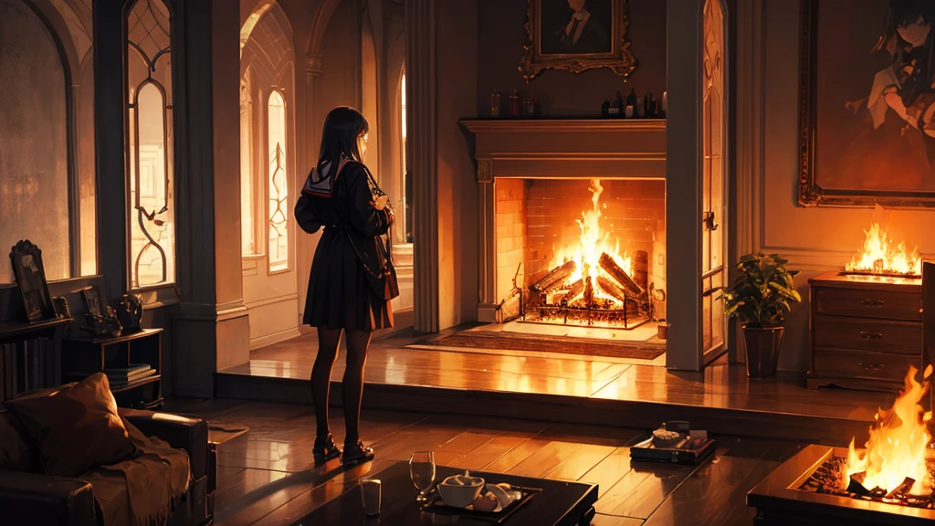 Sea of Fire、Woman in the Flames、20-year-old、1 person、Fire Prevention Girl、Creepy、fire、night