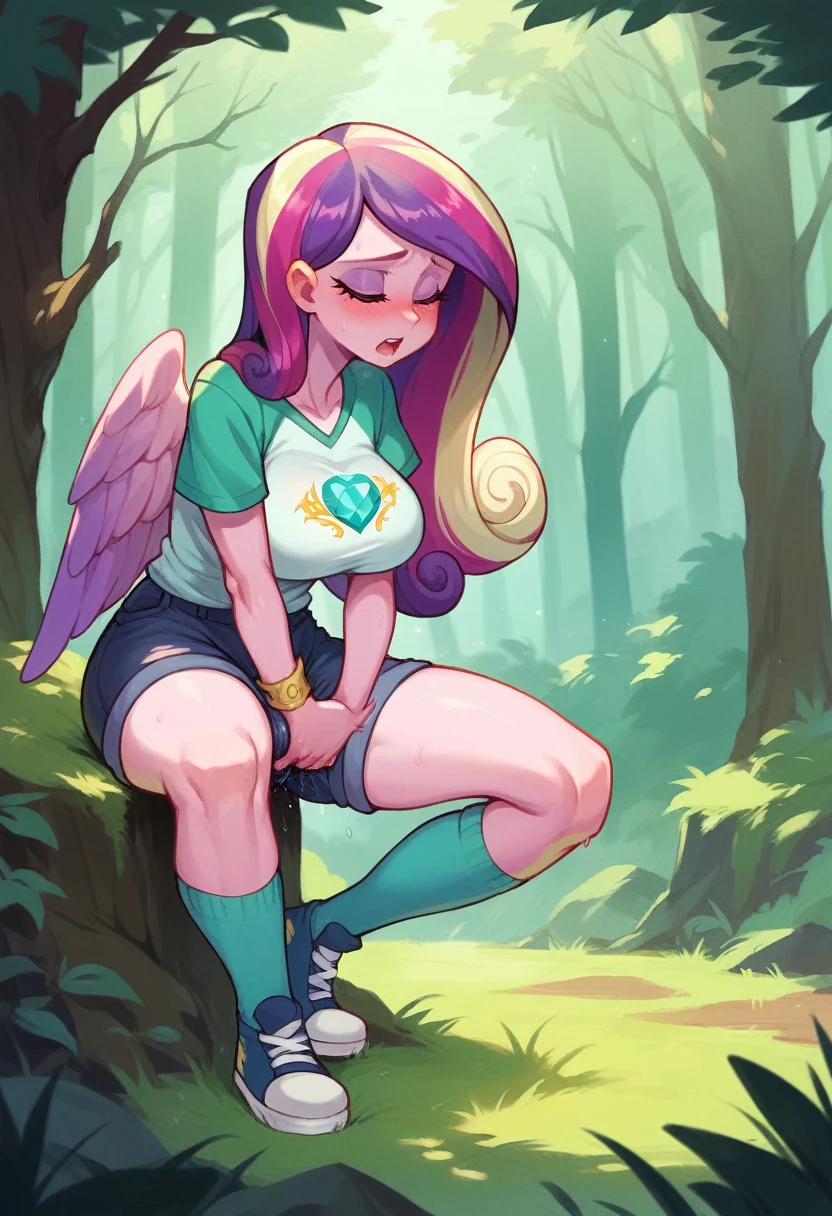 my little pony equestria girls princess cadence , HUGE titties , masturbating in the forest