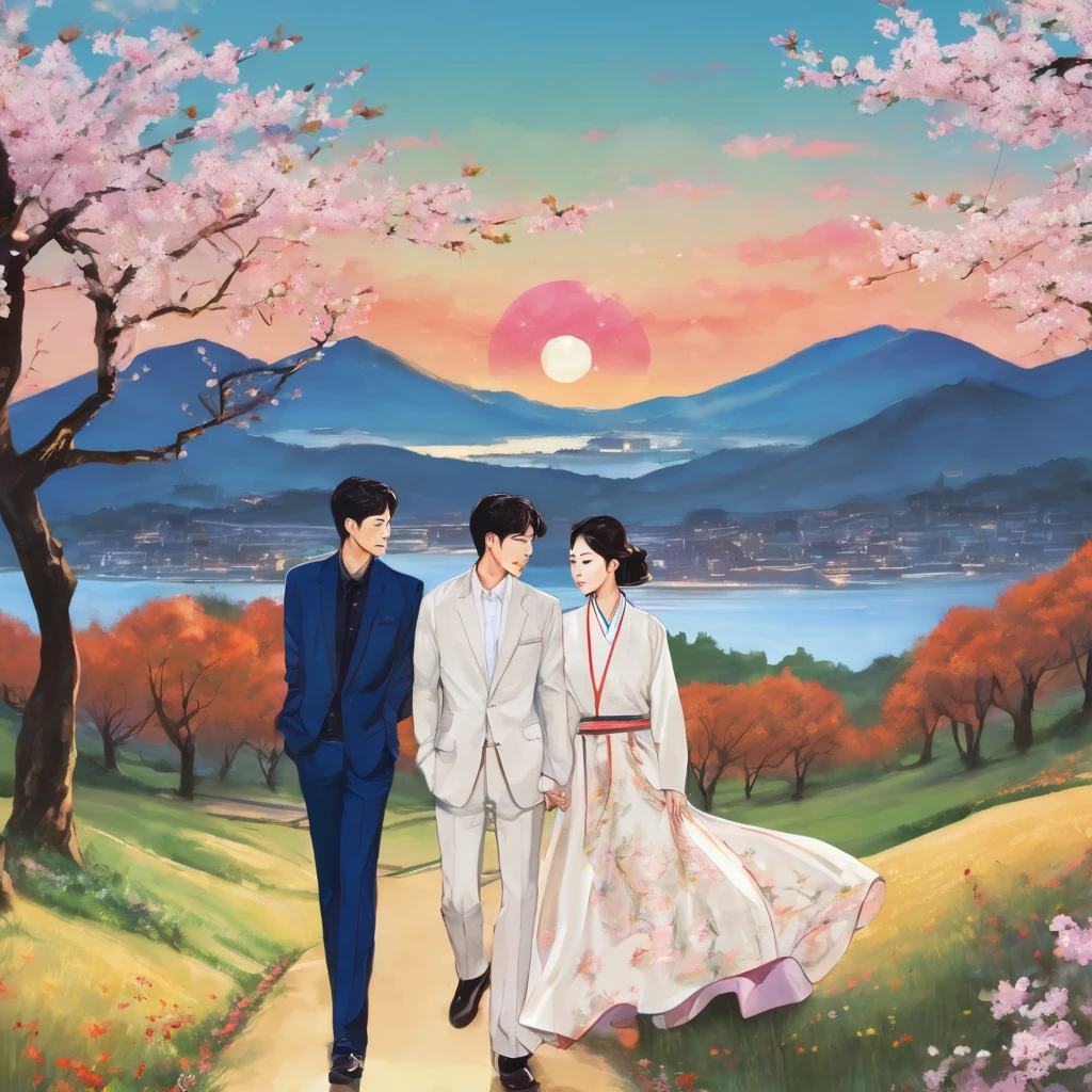 draw a cover with the title &quot;Falling in Love with Your Soul&quot; for my drama in the style of modern Korea it is a romance drama