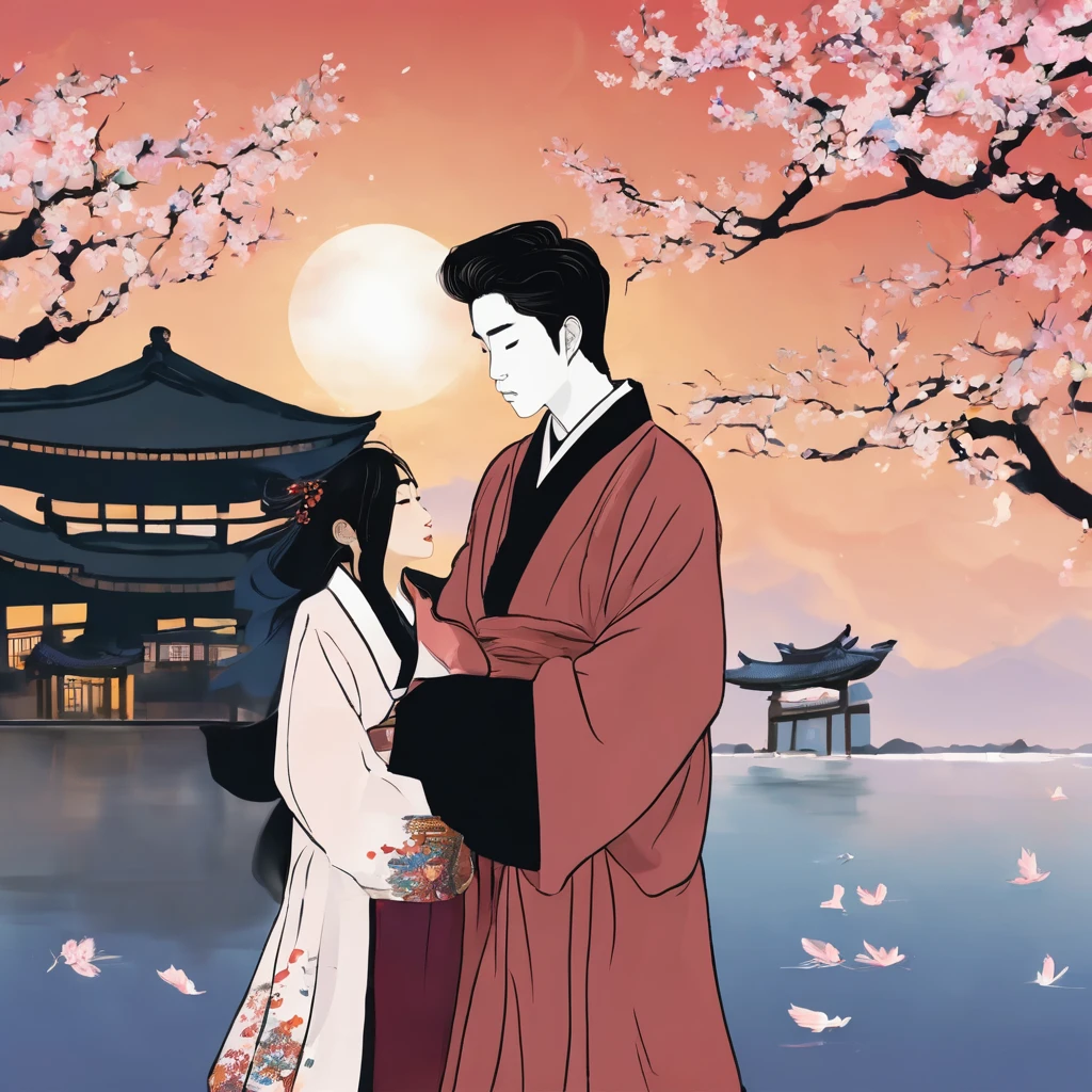 draw a cover with the title &quot;Falling in Love with Your Soul&quot; for my drama in the style of modern Korea it is a romance drama