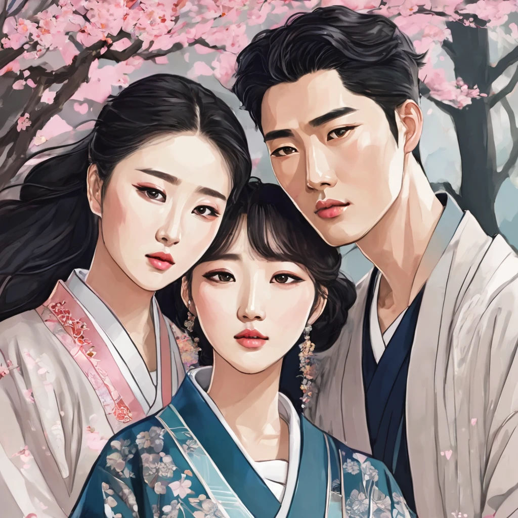 draw a cover with the title "Falling in Love with Your Soul" for my drama in the style of modern Korea it is a romance drama