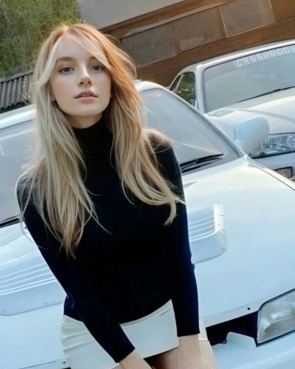 (((Masterpiece))), 25-year-old Caucasian French girl with shoulder-length messy red hair, adorned with crystal glow,