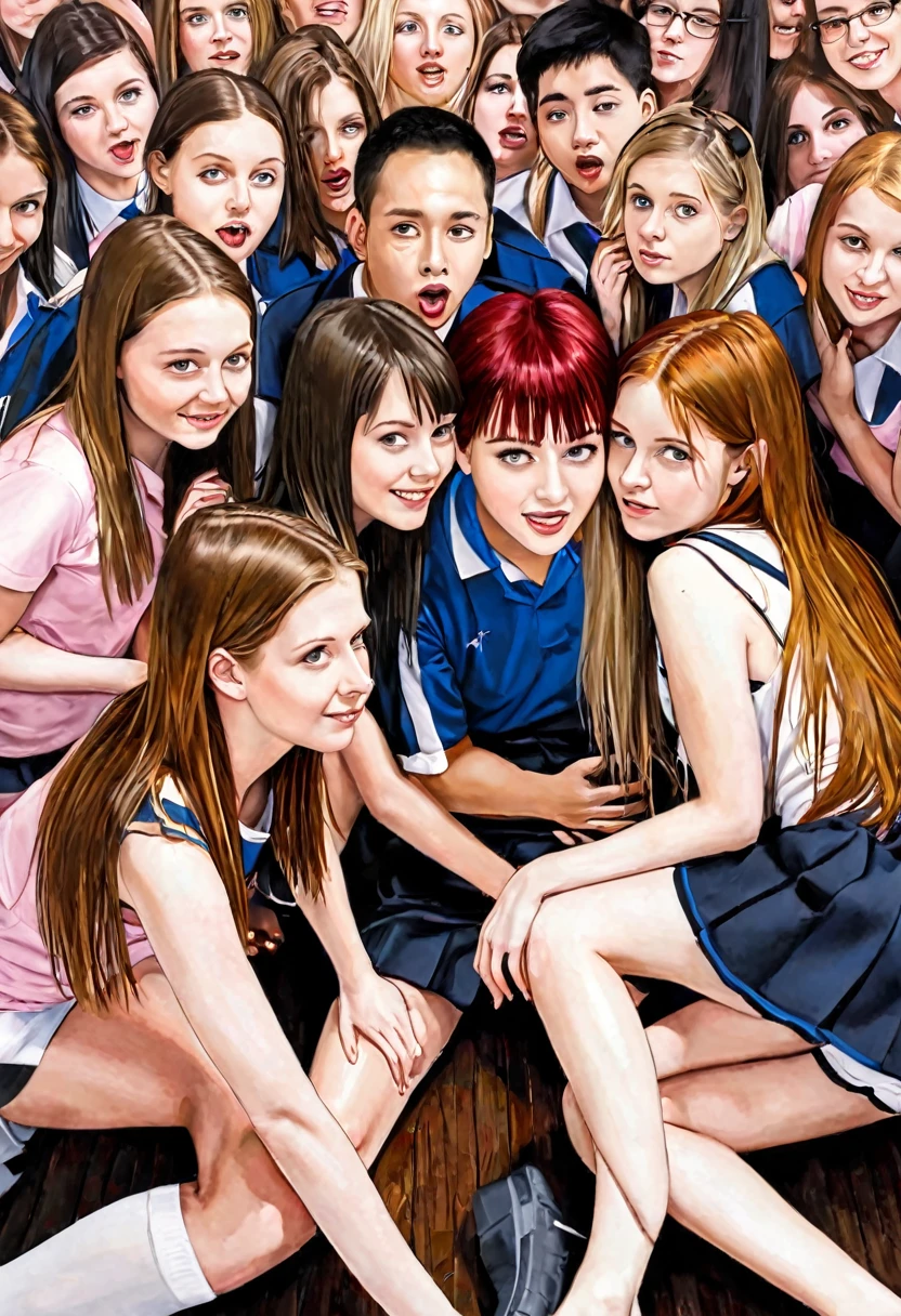 3 Girls,Multiple Girls,Sex-obsessed,Group Sex,Penetration Sex,One male,Female plural,One man has sex with multiple female students