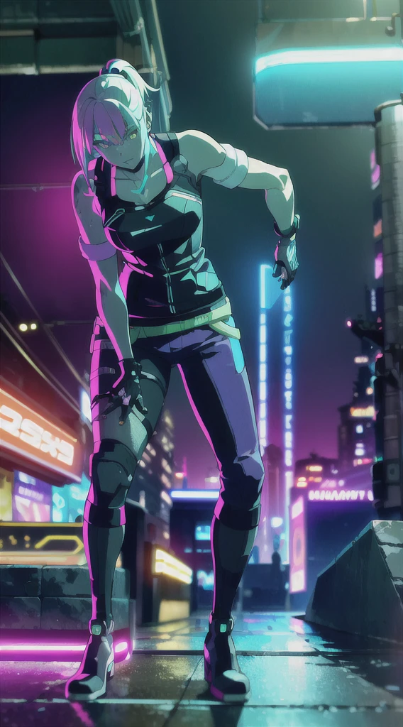 (masterpiece, detailed, high resolution:1.4), retrowave moon, train, open wet road, transformer, cyberpunk, cyberpunk 2077, cyberpunk night city neon background, sea, beach, palm trees, green-blue glitch effect, violet-pink neon glow, fluorescent yellow, light green, purple, mint