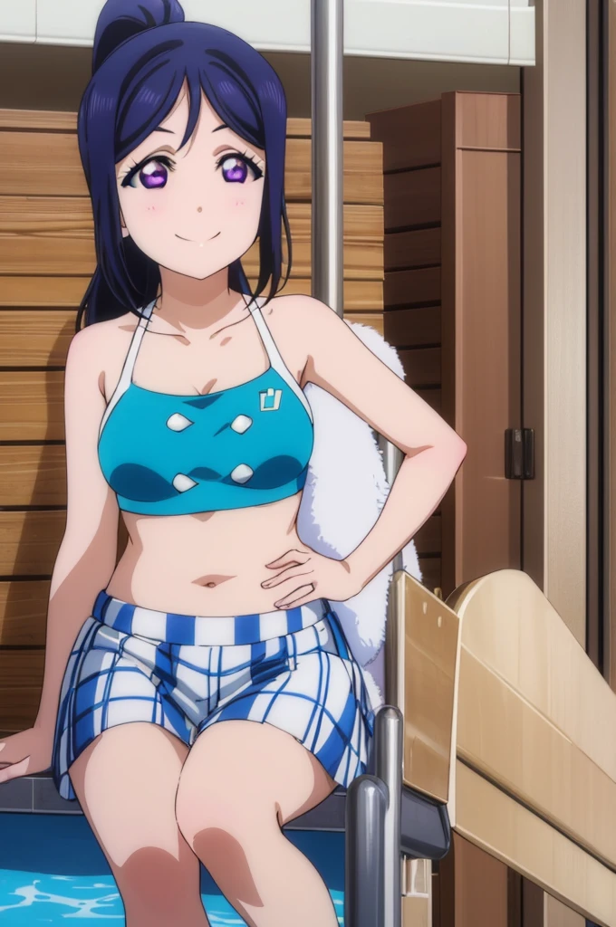 (((pixel-perfect, detail-perfect))), solo, 1girl, umi sonoda, eyes brown, smile, sauna, bikini, armpit, sauna, small filesize, ultra High Qality