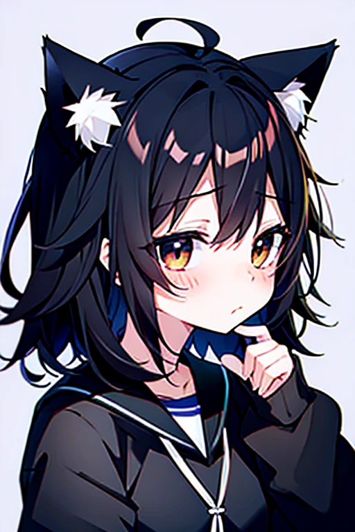 Embarrassed face,blush one girl,前hair,black_hair,Cat ear,Cat's Tail(white),Frilled Chalk,Long skirt_dress,(Small Tits),pink_eye,My Room,Heart Background ,Eating donuts,cookie,Macaroons,cake,sweet