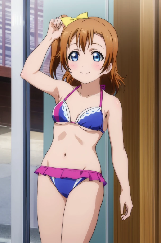 (((pixel-perfect, detail-perfect))), solo, 1girl, honoka kousaka, smile, sauna, bikini, armpit, medium filesize, ultra High Qality