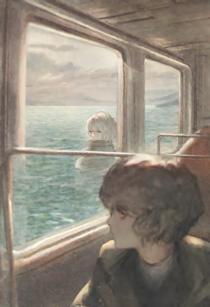 by rsef, there is a woman sitting on a train looking out the window, man looks out of a train window, looking out, looking out a window, looking outside, portrait featured on unsplash, looking out window, man sitting facing away, on a boat on a lake, looking out the window, inspired by Louis Stettner, on a boat, unsplash contest winning photo