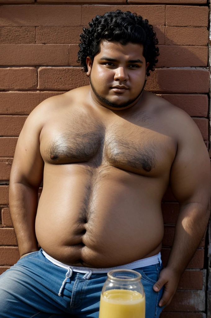 Young, curly and fat Nicaraguan man