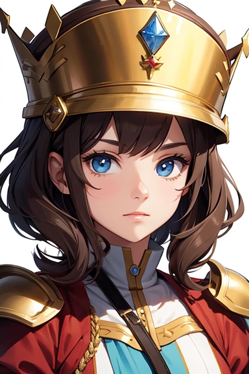 brunette princess soldier with crown on helmet