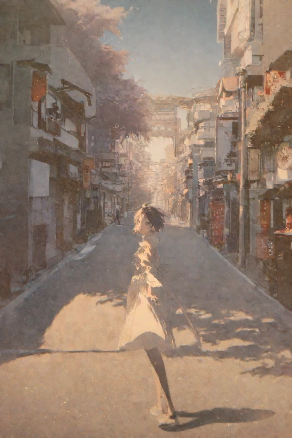 by rella, woman standing on a narrow street in a city with buildings, in a tokyo street, by Eizan Kikukawa, in the streets of tokyo, standing in an alleyway, by Torii Kiyomoto, by Kamagurka, by Tobias Stimmer, in narrow tokyo alleyway, shot in canon 50mm f/1.2