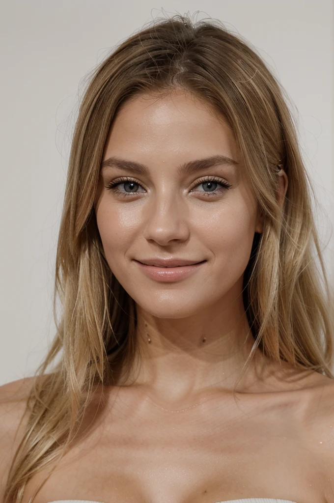 la photographie, femme blonde, cheveux long, journée ensoleillée, sourire, texture de peau réaliste, pores de la peau détaillée , peau bronzé, texture de peau du corp réaliste , pores de la peau du corp détaillée, Lumière naturelle, bien éclairé, meilleure qualité, haute résolution, détaillé