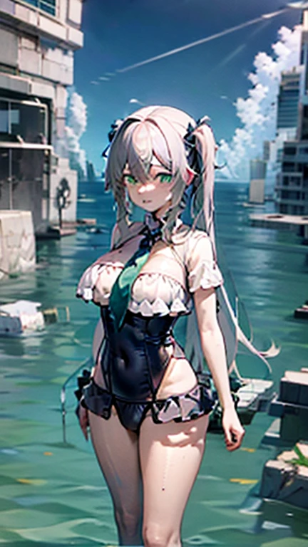 ask for help、
deep sea、
sea monster、
giant shark、
ocean phobia、
Free diving、
crystal clear sea、
swim in the sea、
dive into the deep ocean、
cute girl、
Emerald green eyes、
light purple hair、
pigtails、
dark blue school swimsuit、
turn around、
a little sunburn