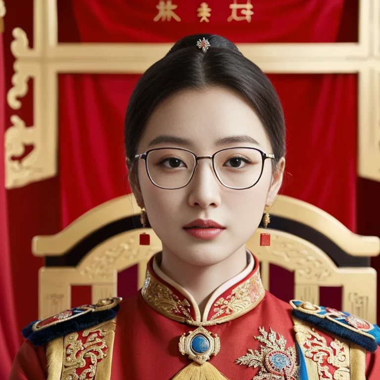 Arafed portrait of a woman in a red uniform, queen of the sea Mu Yanling, Empress of China, Order of Akira, Chinese princess, portrait of the empire, Empress Kazakh, traditional chinese, The girl who played the role of Genghis Khan, royal portrait, palace , girl in hanfu, Inspiration from Min Zhen, emperor, in military uniform