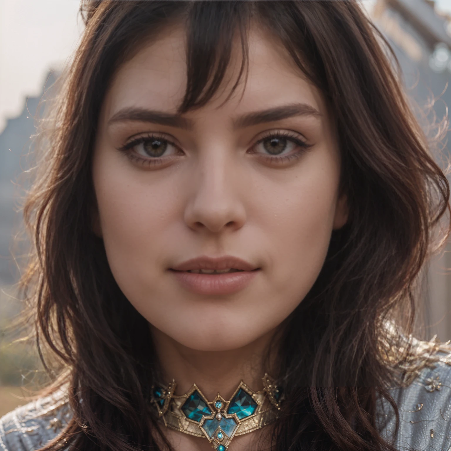 `an ice queen in a kingdom with the sun in the background, high definition, rich in details`  