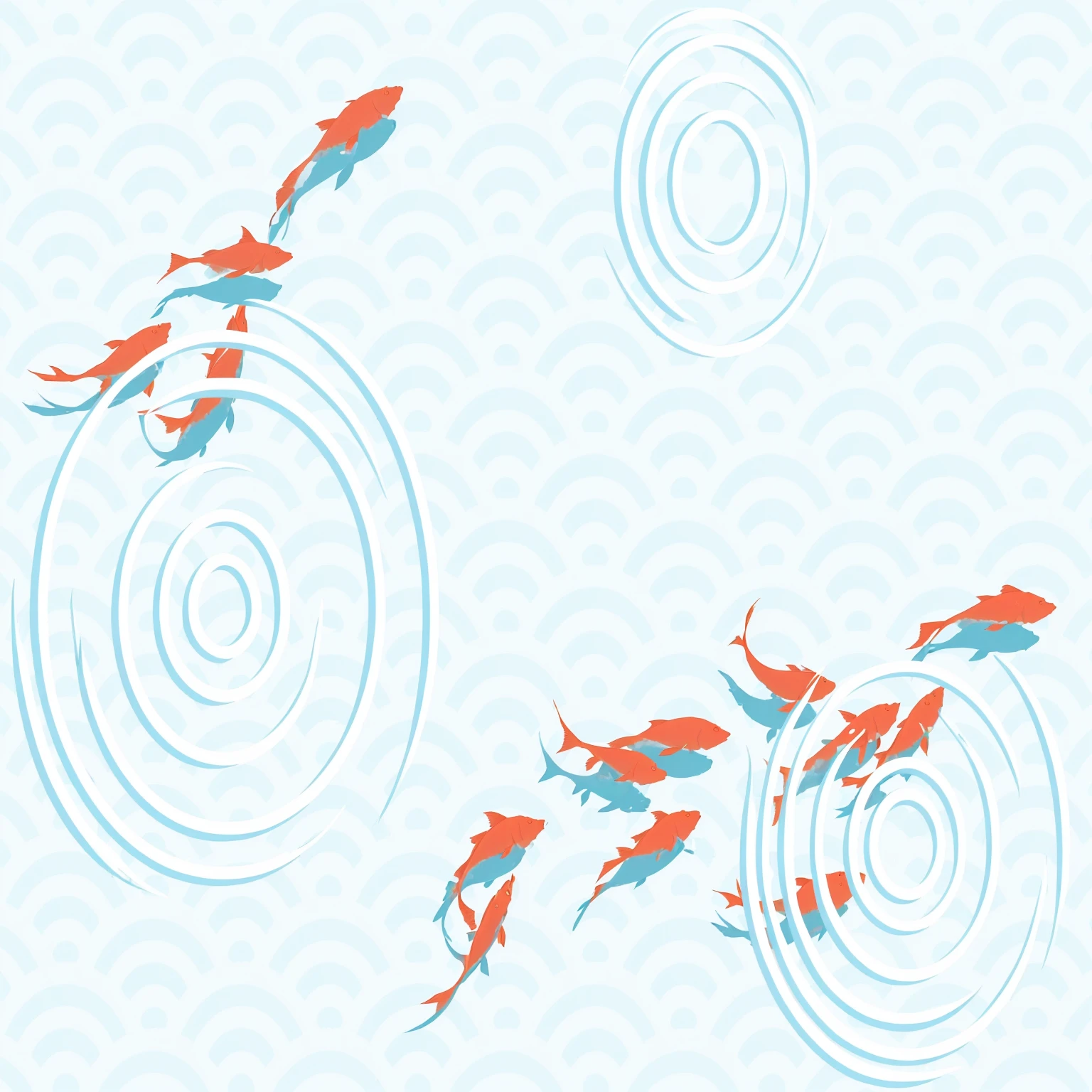 there are many Fish swimming in the water together, fish swimming, Inspired by Koson Ohara, Fish swimming around, Fish swimming, floating carp, Hokusai style, koi fish, Background Fish, Inspired by Koson Ohara, carp, fish, katsushika Hokusai style, inspired by Tōshi Yoshida