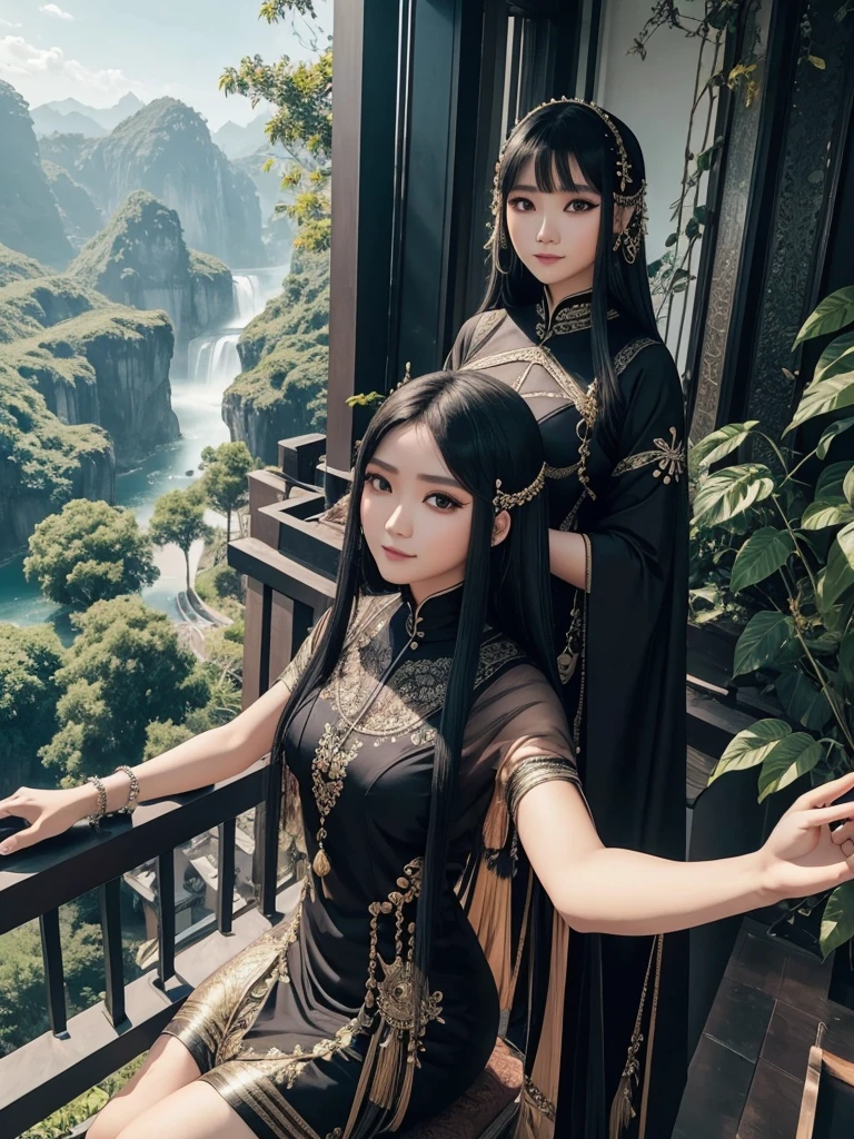 Selfi, orang cina, berwajah kalem, 1 wanita
bermain piano memakai baju gaun pesta gothic futuristik putih emas hitam bacground di balkon gedung futuristik dan kota futuristik di pinggir pantai hijau lime, full hd, 16k, kontras tinggi, saturasi tinggi, foto hyper realistis, cahaya bagus, wajah bagus dan sangat detail