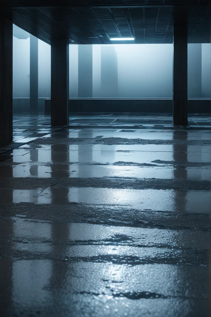 ((best quality)), ((wet asphalt)), (detailed), ((A brutalist construction)) ((with a fog)) ((low lighting with a bluish tone)) ((wet floor reflecting light )) ((Vô)) ((night)) ((tenebrosa)) ((inside)) ((outside vision))
((ultra realisitic))