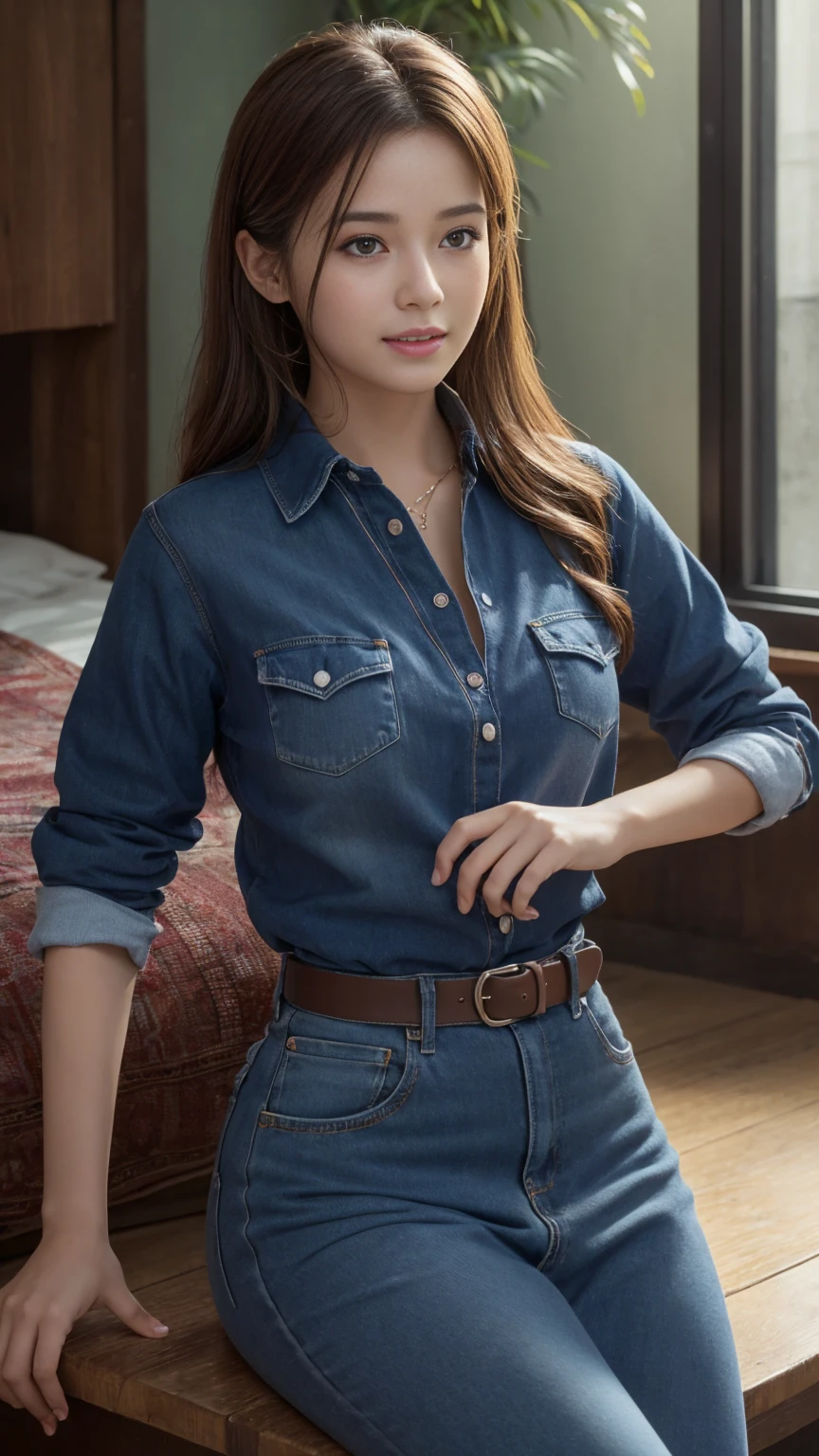 8K, 4K, Highest quality, High resolution: 1.2), (amazing, Realistic, Photorealistic: 1.4), 1 female, Older sister's mood、Beautiful Face, She has a bright smile、Shining Lippin' Eyes, Beholder, Fair skin, White skin: 1.5), Beautiful Skin, big, big, Brown Hair、headband bangs, , young, s asack view、big ass、Huge breasts、H Cup、Underhair、Rear View、Exposed nipples、Green miniskirt、Green School Run、White T-shirt tucked in、Accentuate your butt、Normal simple sneakers、Bob