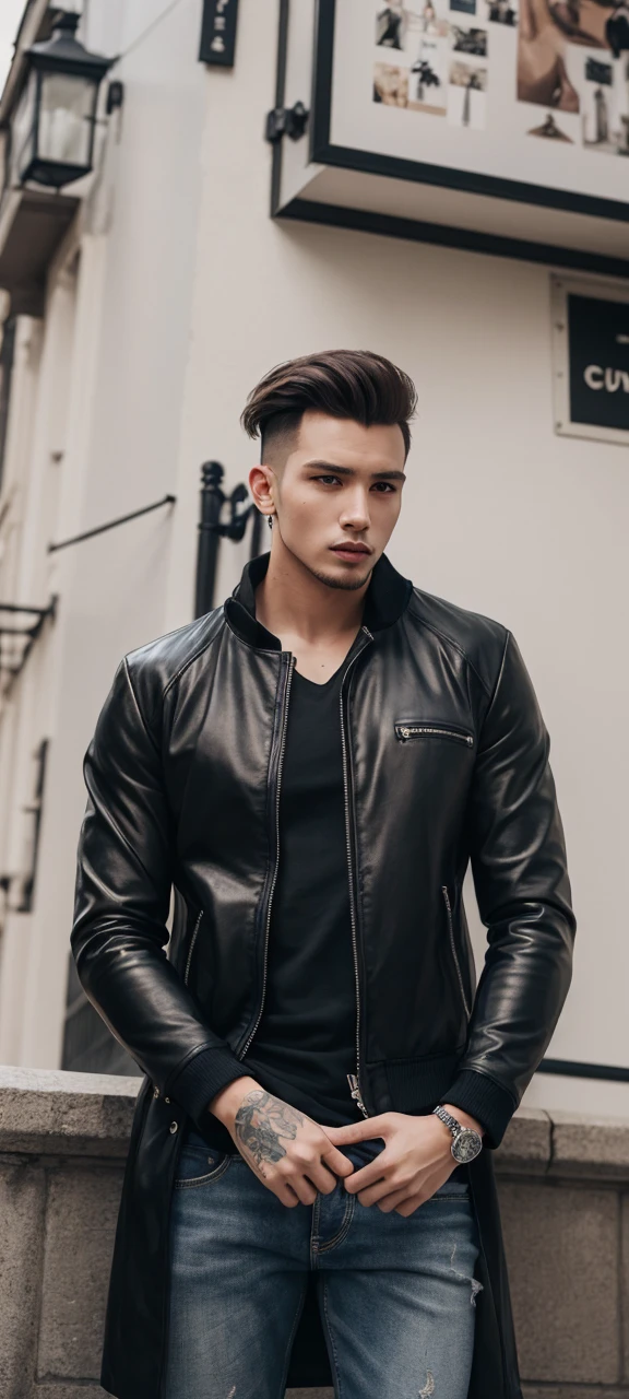 Masterpiece, best quality, ultra-detailed, Realistic Photography, handsome men, rockabilly style fashion