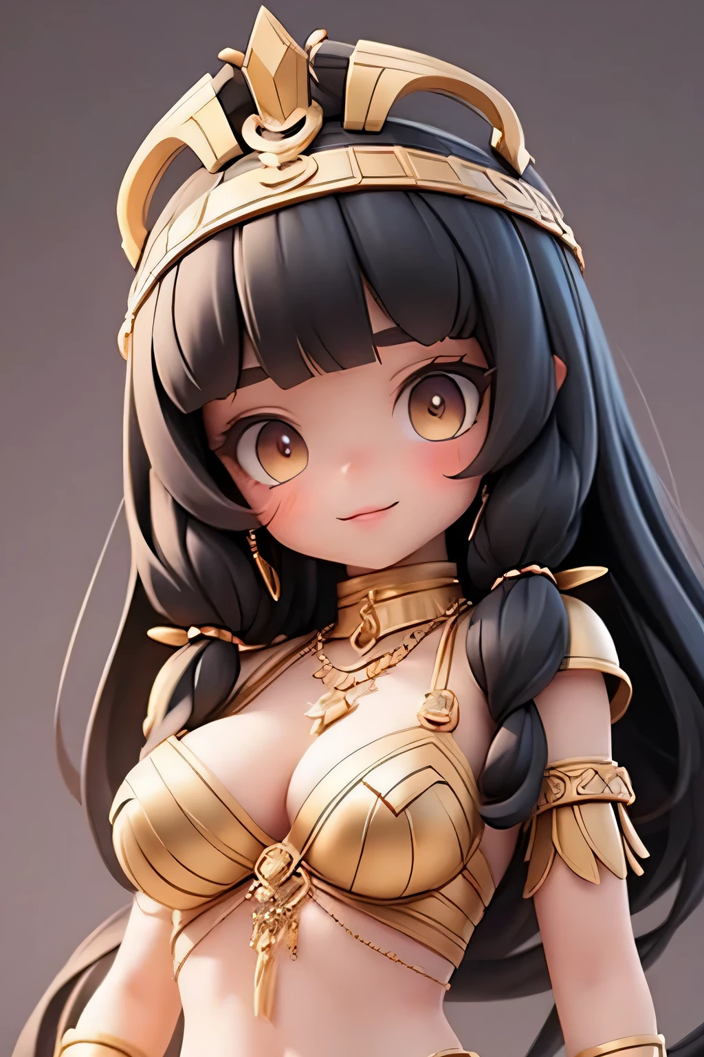 Cleopatra,black hair,Simple background,Sexy,breast,accessories,cute,happy,Medium-length hair

