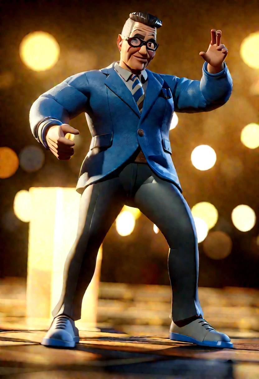 Cartoon character of a man with black glasses and a blue shirt, animation character, Caractere estilizado, animation style rendering, 3D estilizado, Arnold Maya render, 3 d render stylized, toon render keyshot, Personagem 3D, Personagem 3D, 3d rendering stylized, 3 d character render, personagem de desenho animado, Personagem de close up, Pose de personagem,  (Estilo Pixar) (master part:1.2) (Bokeh) (best quality) (pele detalhada) (textura detalhada) (8k) (argila) (Cinematic lighting) (foco nítido